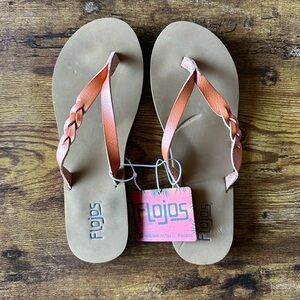 NWT Flojos Womens Serenity Faux Leather Braided Flip Flop Sandal (Size 8)